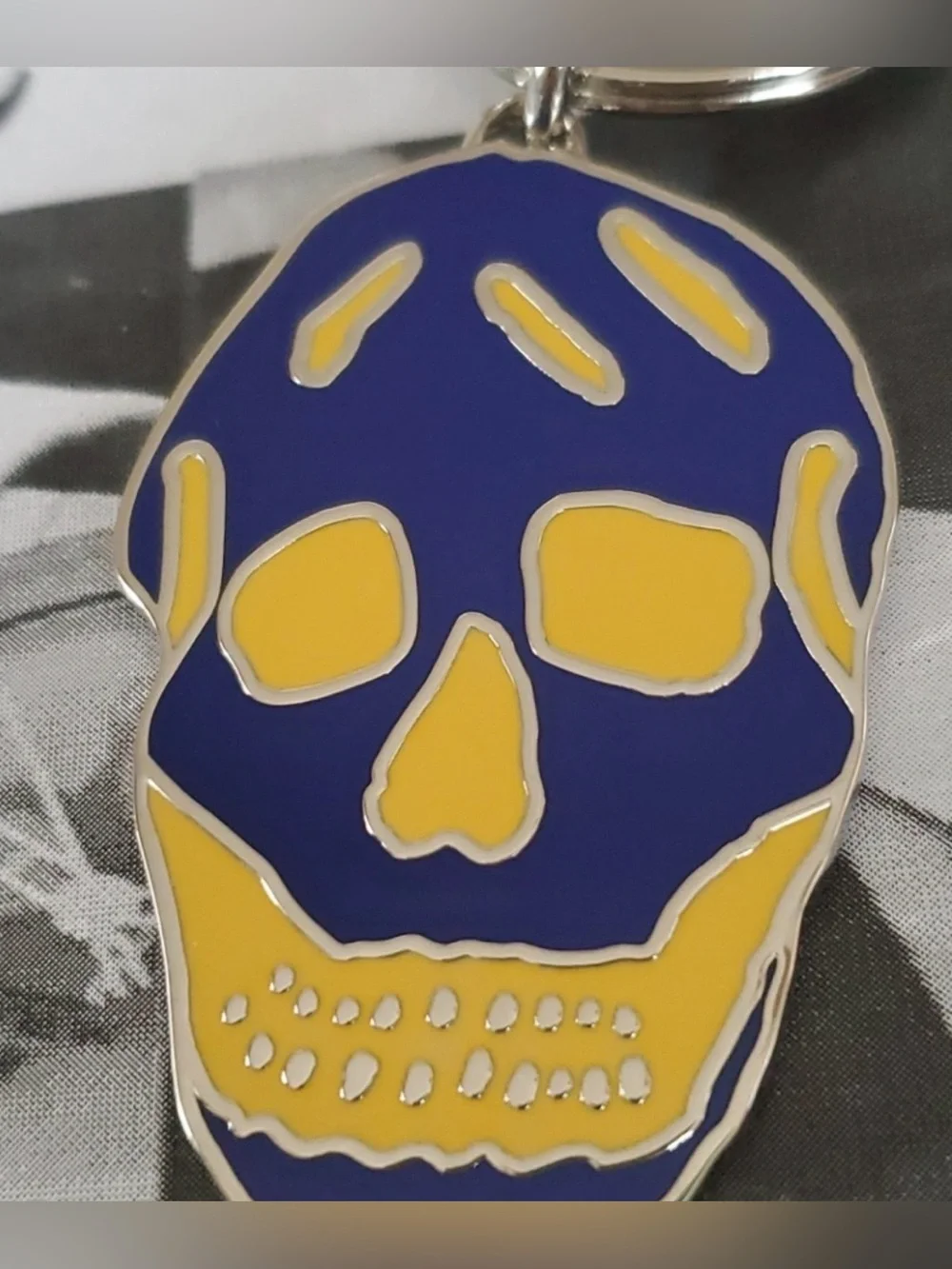 Alexander McQueen Blue and Yellow Skull Keyring